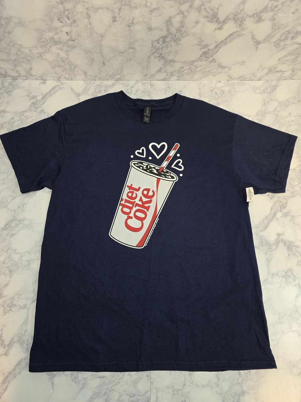 Gildan Diet Coke Graphic Tee Unisex Large Navy Shortsleeve Tshirt